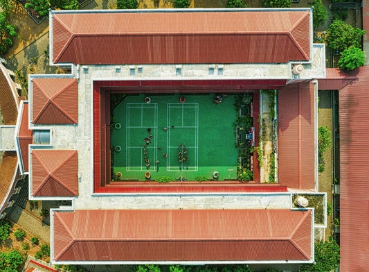 Aerial view of tennis courts